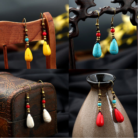 Knot Simple Eardrops Vintage Stone Water Earrings