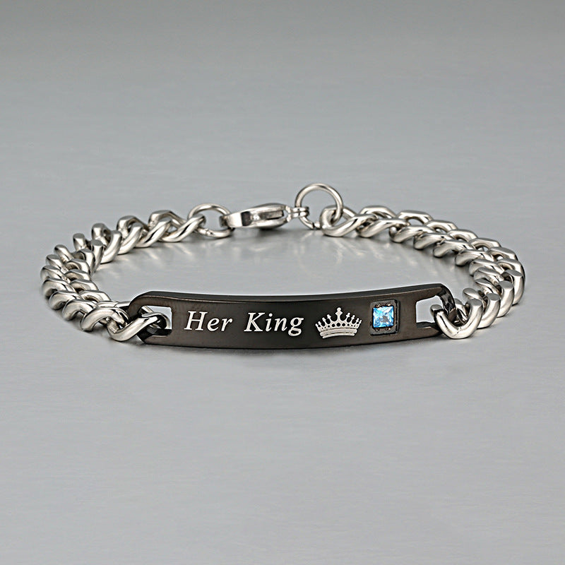 Creative Style Titanium Steel Curved Zircon Bracelet