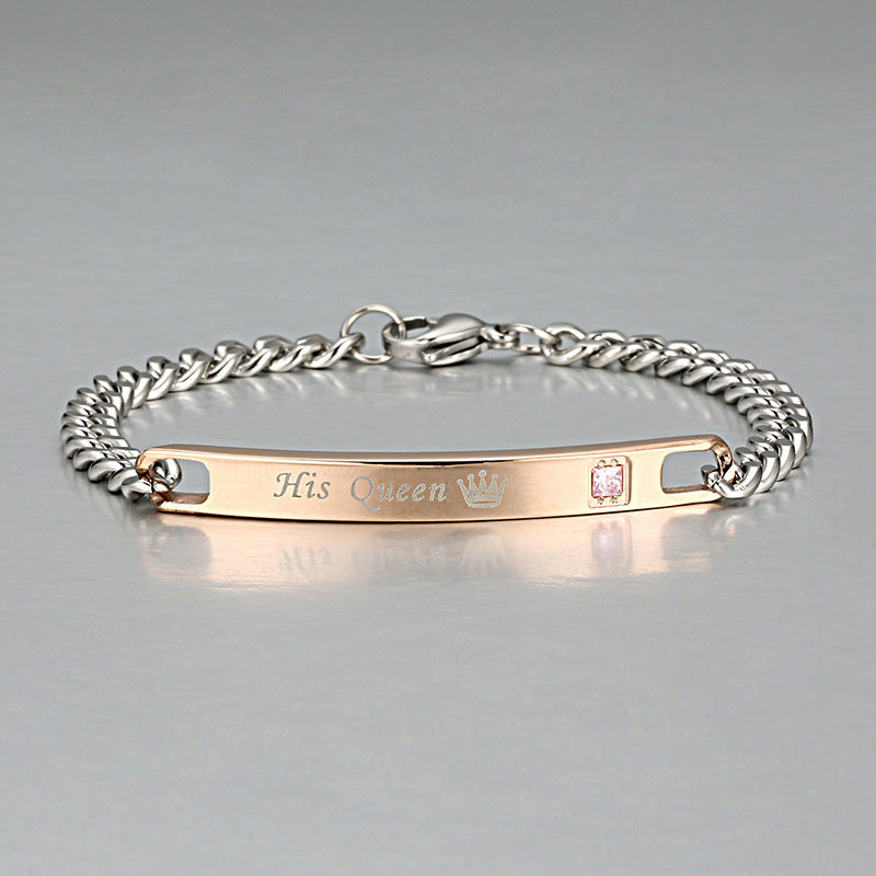 Creative Style Titanium Steel Curved Zircon Bracelet