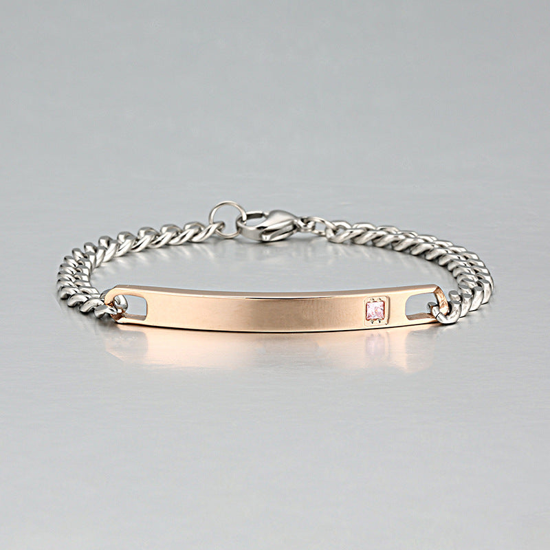 Creative Style Titanium Steel Curved Zircon Bracelet