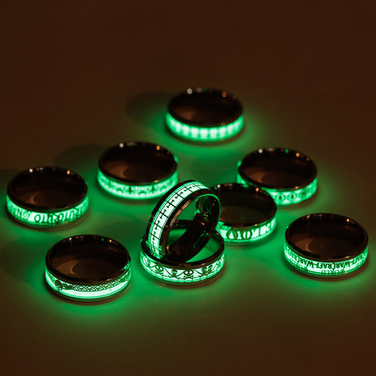 Men's Chinese Dragon Luminous Titanium Steel Style Rings
