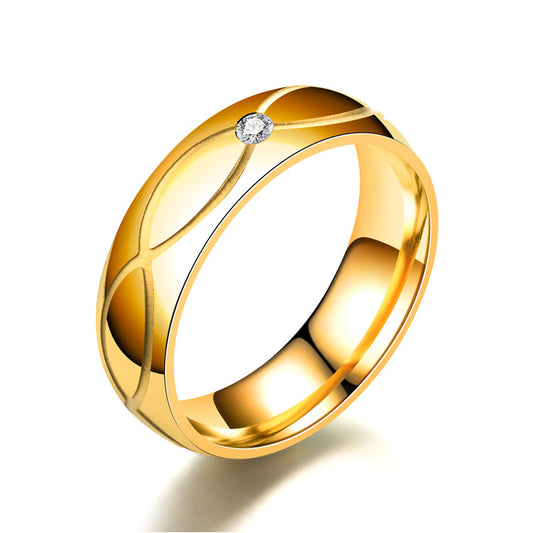 Korean Style Simple Cross Plaid Titanium Rings