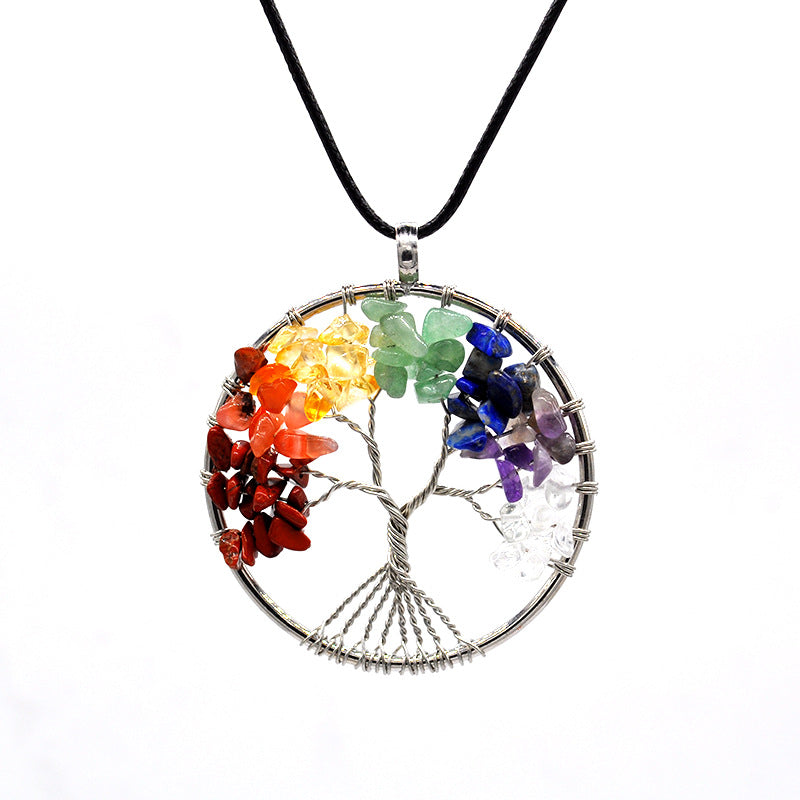 Natural Gravel Crystal Lucky Tree Colorful Necklaces