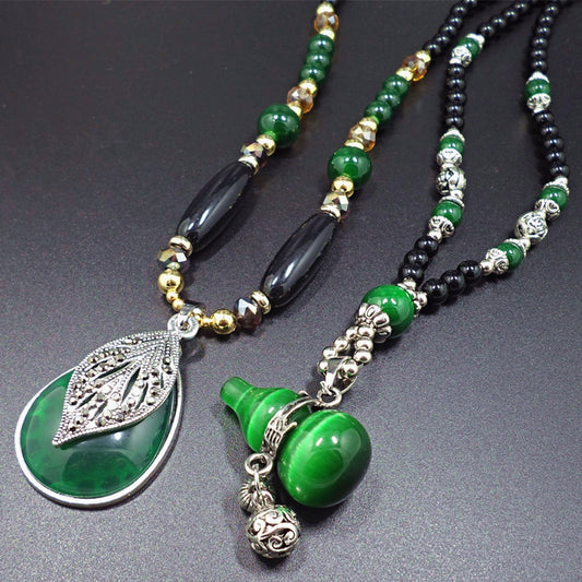 Drop Bohemian Imitation Jade Retro Artistic Necklaces