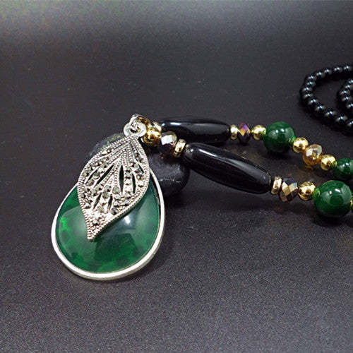 Drop Bohemian Imitation Jade Retro Artistic Necklaces