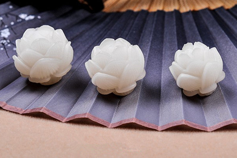 Hand Carved White Jade Five Seeds Bodhi Root Lotus Bracelet