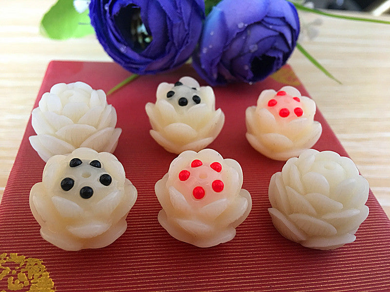 Hand Carved White Jade Five Seeds Bodhi Root Lotus Bracelet
