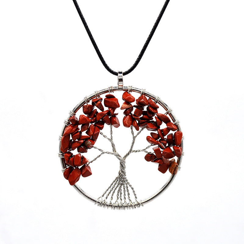 Natural Gravel Crystal Lucky Tree Colorful Necklaces