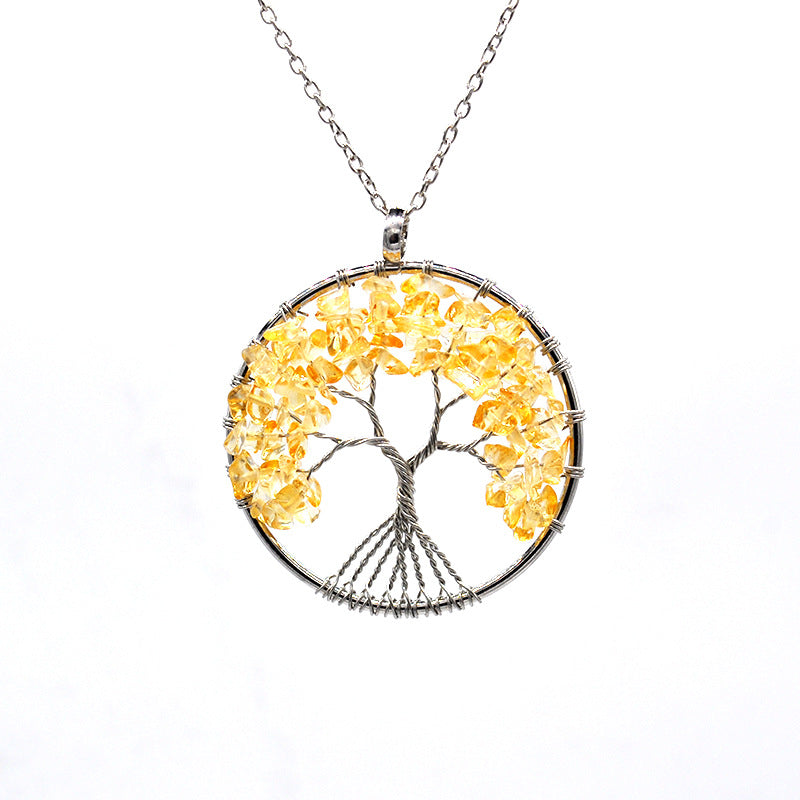 Natural Gravel Crystal Lucky Tree Colorful Necklaces