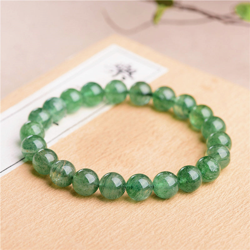 Crystal Green Strawberry Quartz Ornament Loose Bracelets