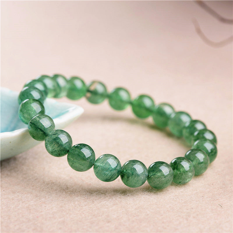 Crystal Green Strawberry Quartz Ornament Loose Bracelets