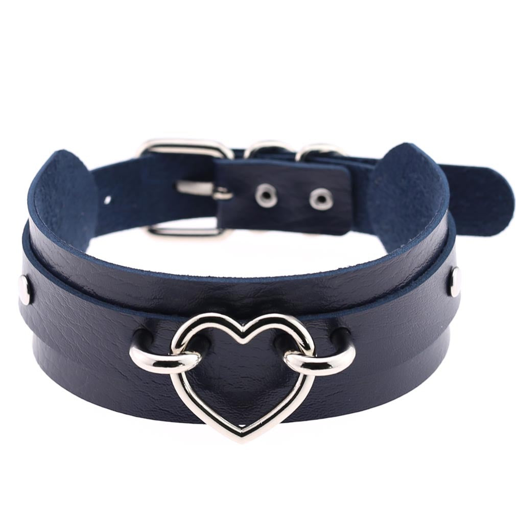 Leather Binding Street Shot Nightclub Sexy Peach Heart Neck Necklaces