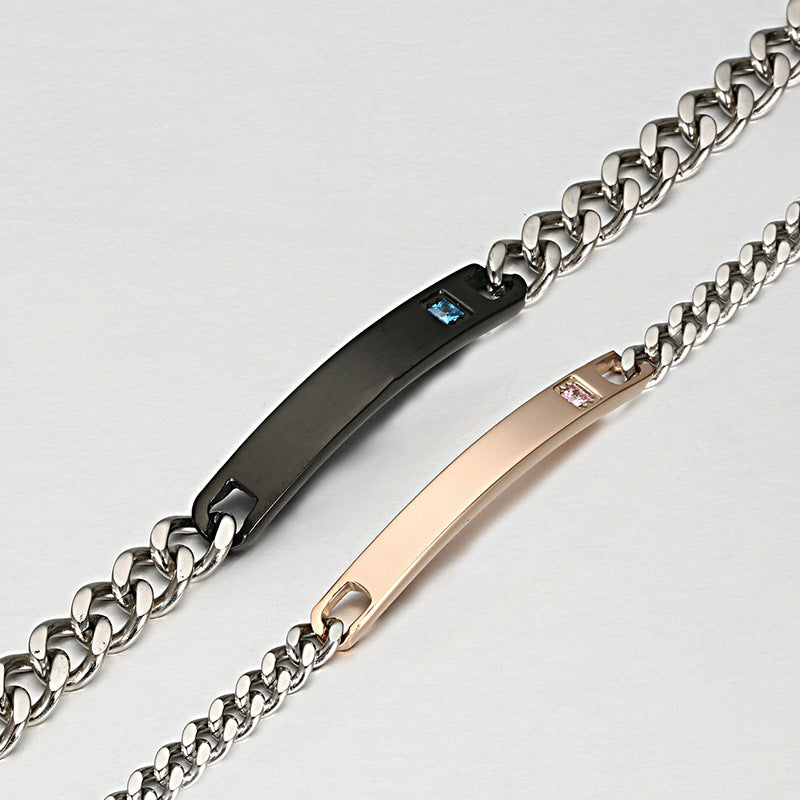 Creative Style Titanium Steel Curved Zircon Bracelet