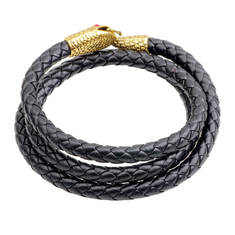 Men's Fashion Personalized Leather Trendy Snake Head Bracelet