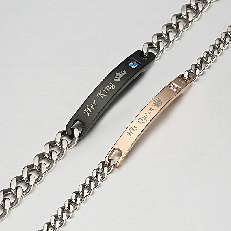 Creative Style Titanium Steel Curved Zircon Bracelet