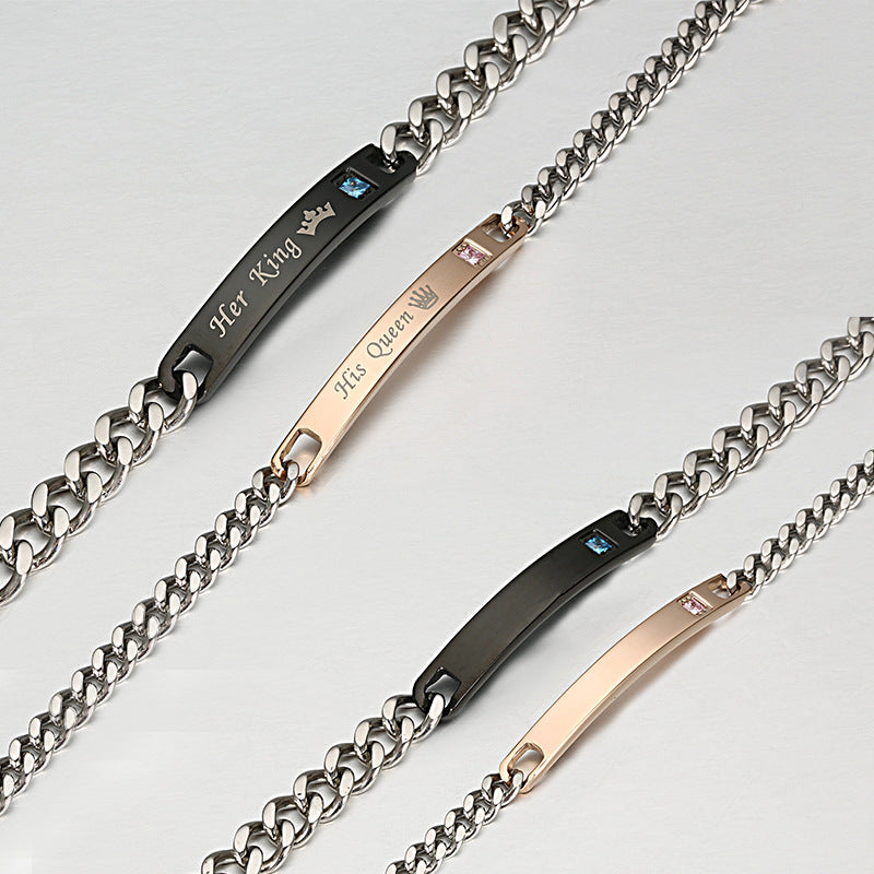 Creative Style Titanium Steel Curved Zircon Bracelet