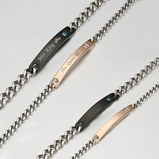 Creative Style Titanium Steel Curved Zircon Bracelet