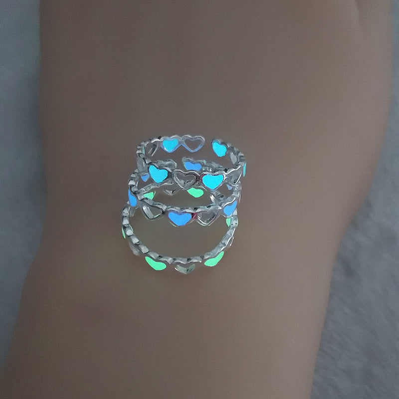 Out Love Heart-shaped Adjustable Luminous Thin Ring