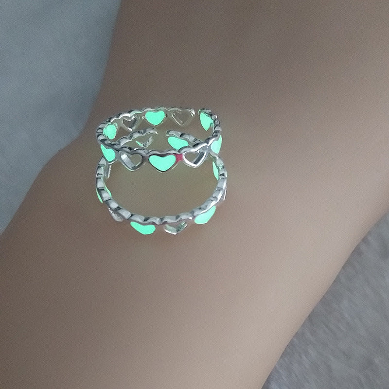 Out Love Heart-shaped Adjustable Luminous Thin Ring