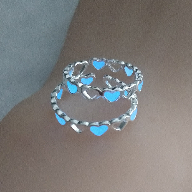Out Love Heart-shaped Adjustable Luminous Thin Ring