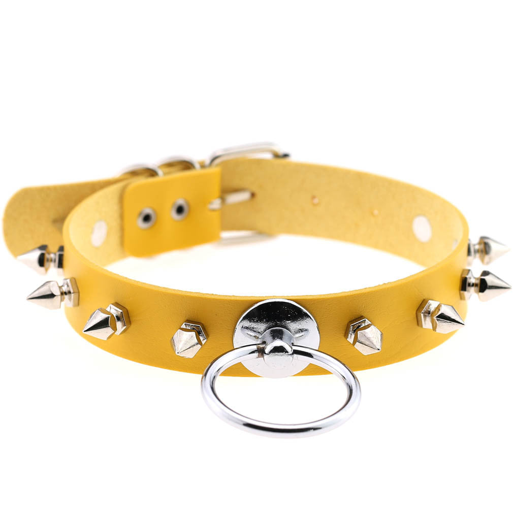 Round Leather Neckband Street Shooting Nightclub Rivet Pointed Nail Neck Collar