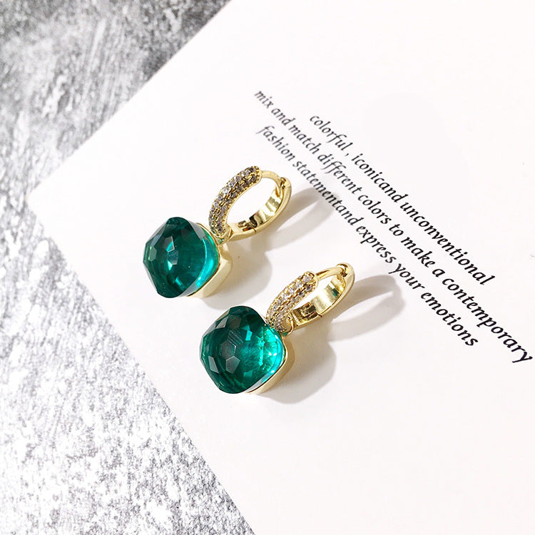 Rhinestone Korean Style Cold Candy Color Geometric Stud Earrings