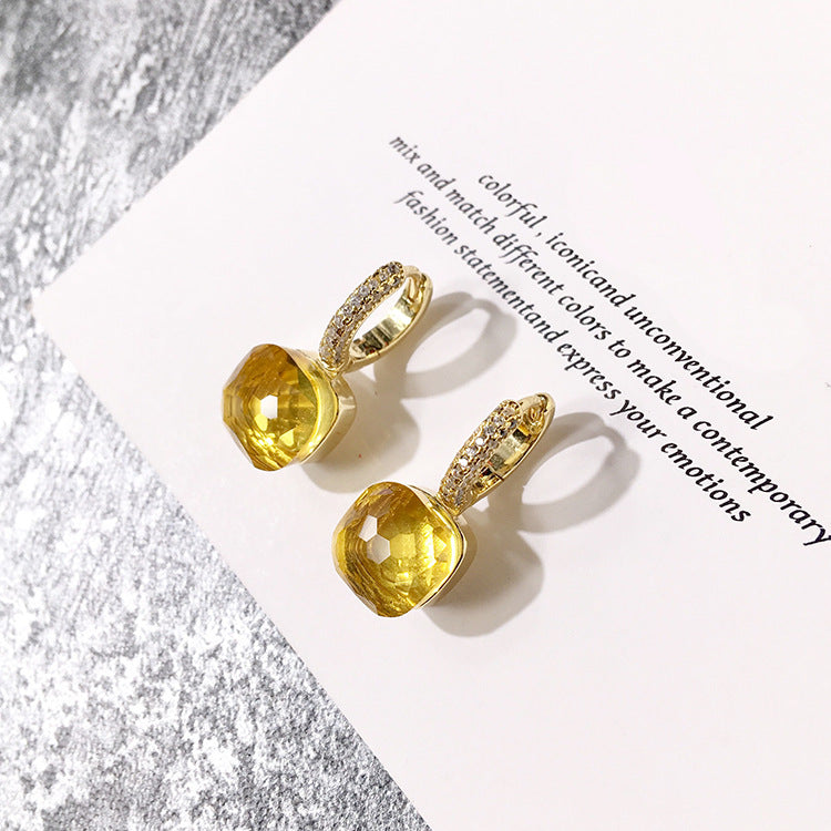 Rhinestone Korean Style Cold Candy Color Geometric Stud Earrings