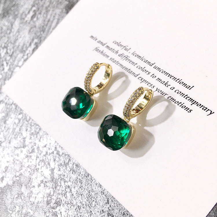 Rhinestone Korean Style Cold Candy Color Geometric Stud Earrings