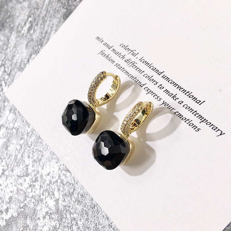 Rhinestone Korean Style Cold Candy Color Geometric Stud Earrings