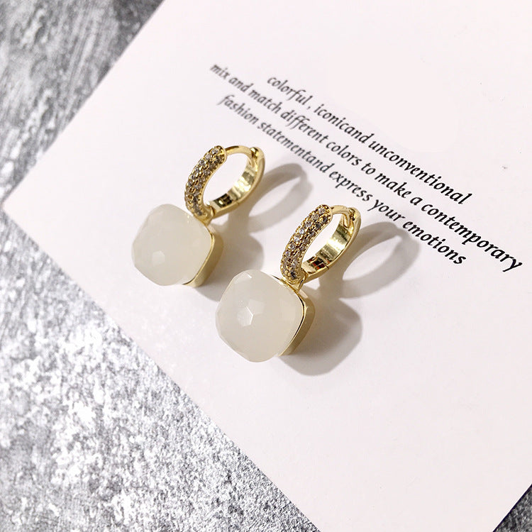Rhinestone Korean Style Cold Candy Color Geometric Stud Earrings