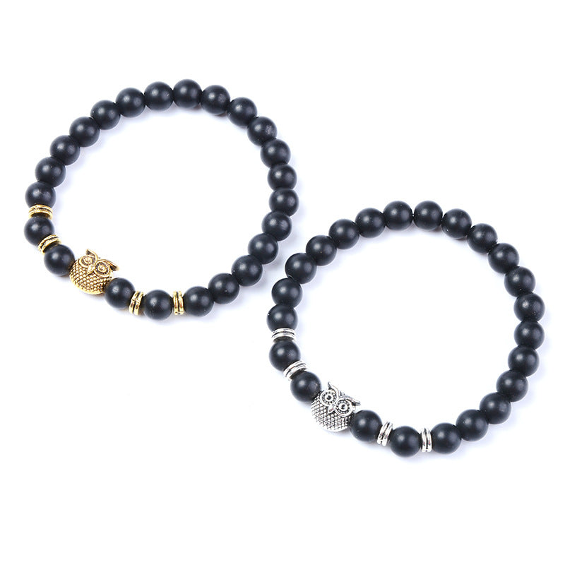 Accessories Personality Owl Beaded Black Frosted Bracelets