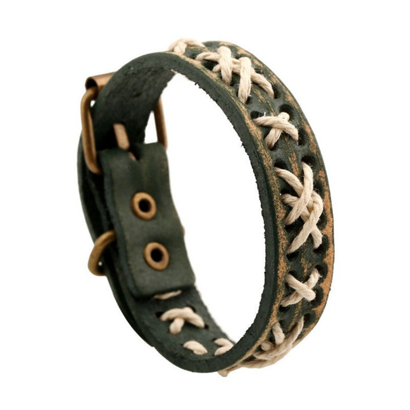 Glamorous Vintage Weave Cattle Leather Handmade Bracelet