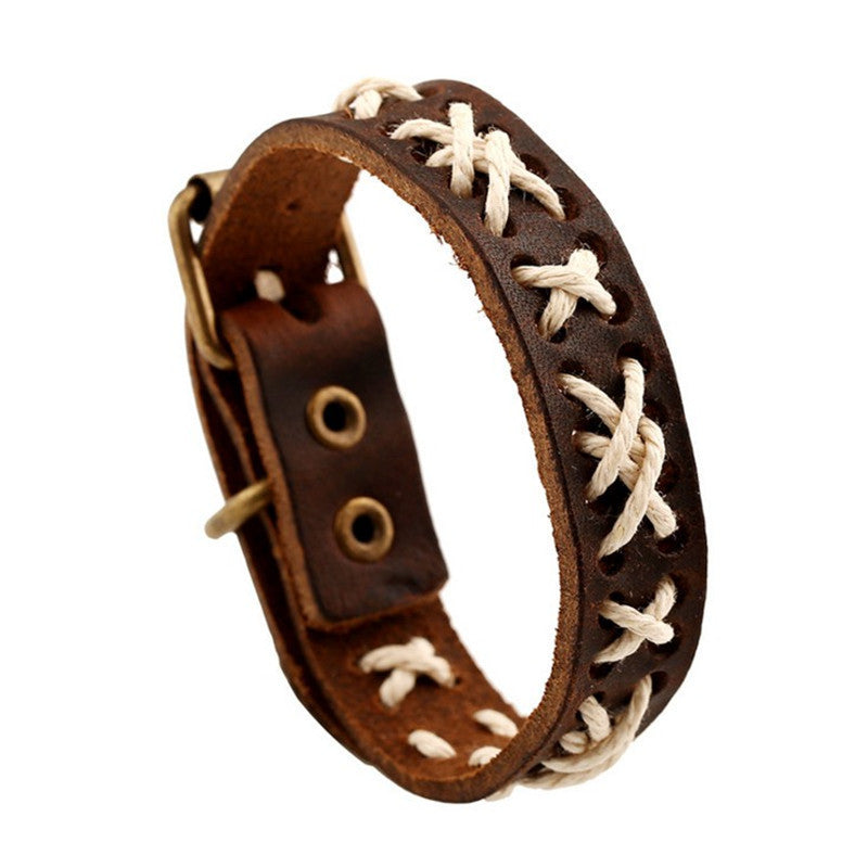Glamorous Vintage Weave Cattle Leather Handmade Bracelet