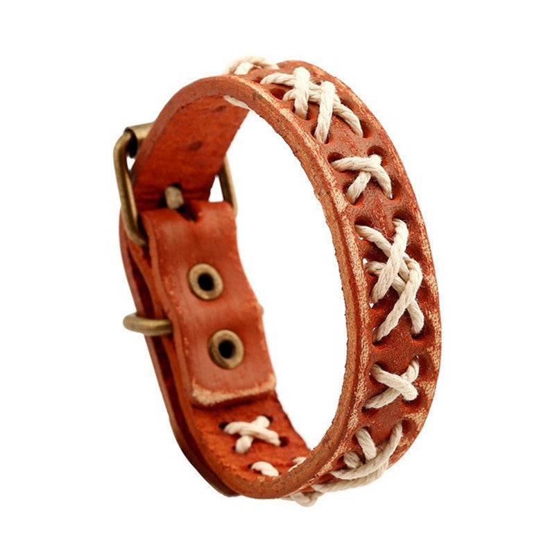 Glamorous Vintage Weave Cattle Leather Handmade Bracelet