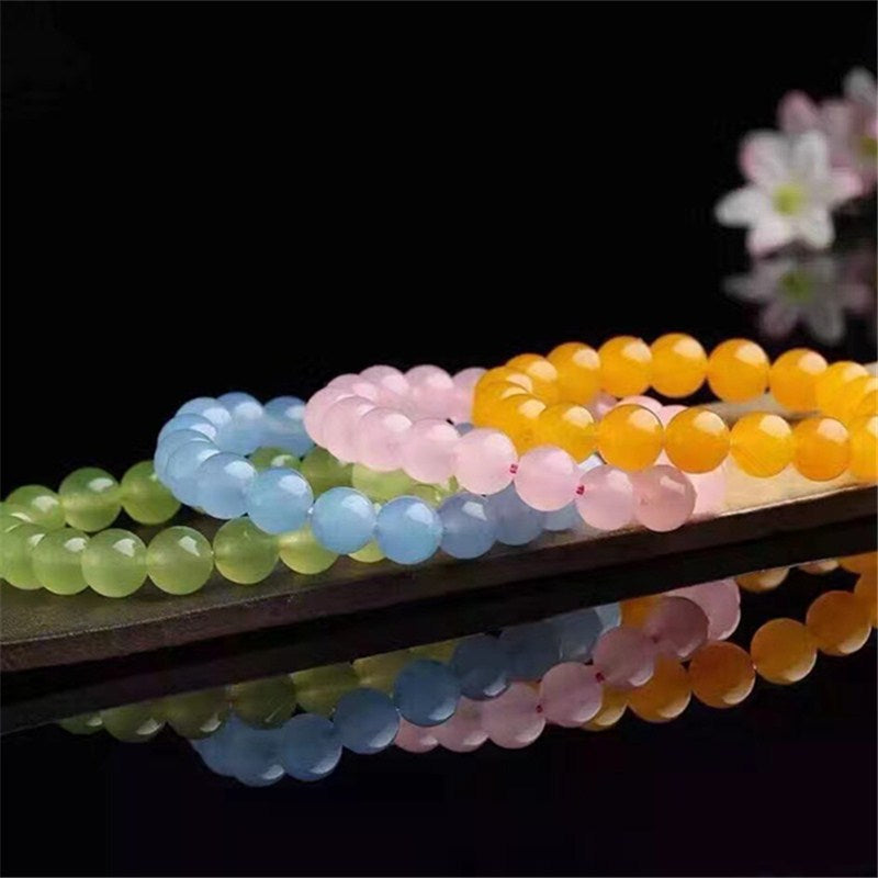 Blue Chalcedony Tibetan Sier Female Single Circle Multi Pink Crystal Bracelets