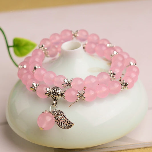 Blue Chalcedony Tibetan Sier Female Single Circle Multi Pink Crystal Bracelets