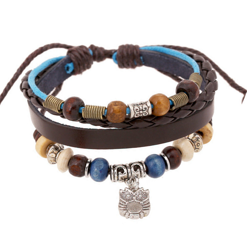Vintage Beaded Cattle Leather Adjustable Personality Pendants