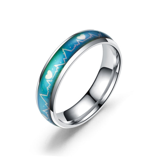 Women's & Men's Titanium Steel Color Changing Mood Temperature Rings
