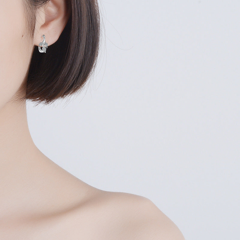 Small Leaves Zircon Female Trendy Ear Earrings