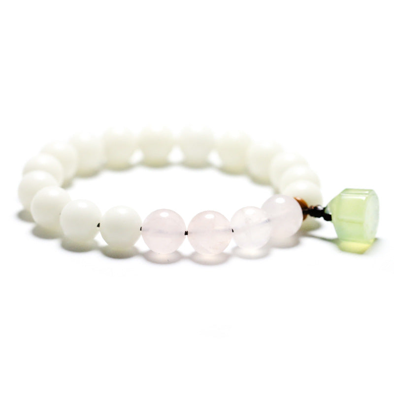 Women's White Jade Root Single Circle Lotus Seedpod Bracelet
