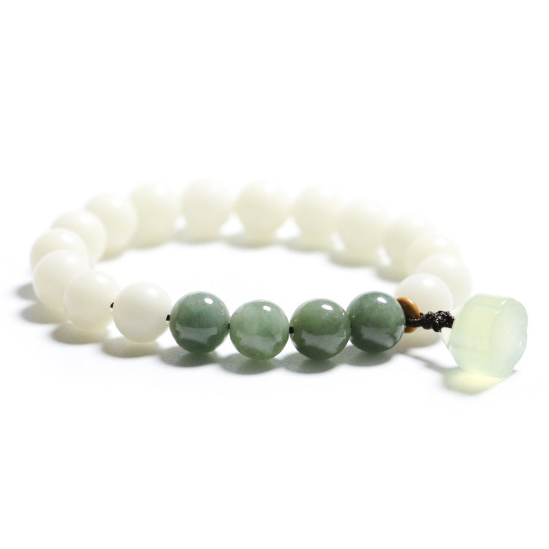 Women's White Jade Root Single Circle Lotus Seedpod Bracelet