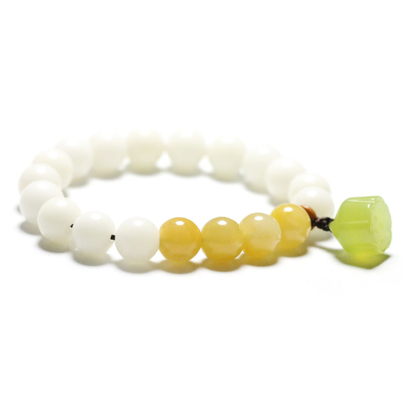 Women's White Jade Root Single Circle Lotus Seedpod Bracelet