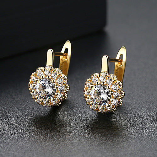 Women's Ear Clips Copper Studded With Zircon Design Fashion Earrings