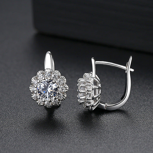 Women's Ear Clips Copper Studded With Zircon Design Fashion Earrings