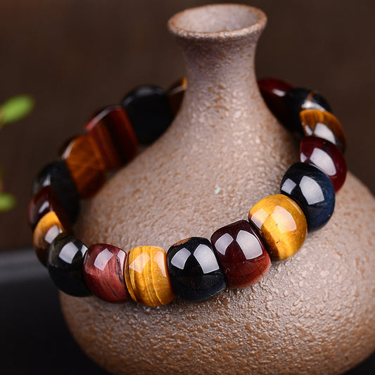 Women's & Men's Tigereye Tiger Stone Wood Alexandrite Red Gold Blue Manual Bracelets