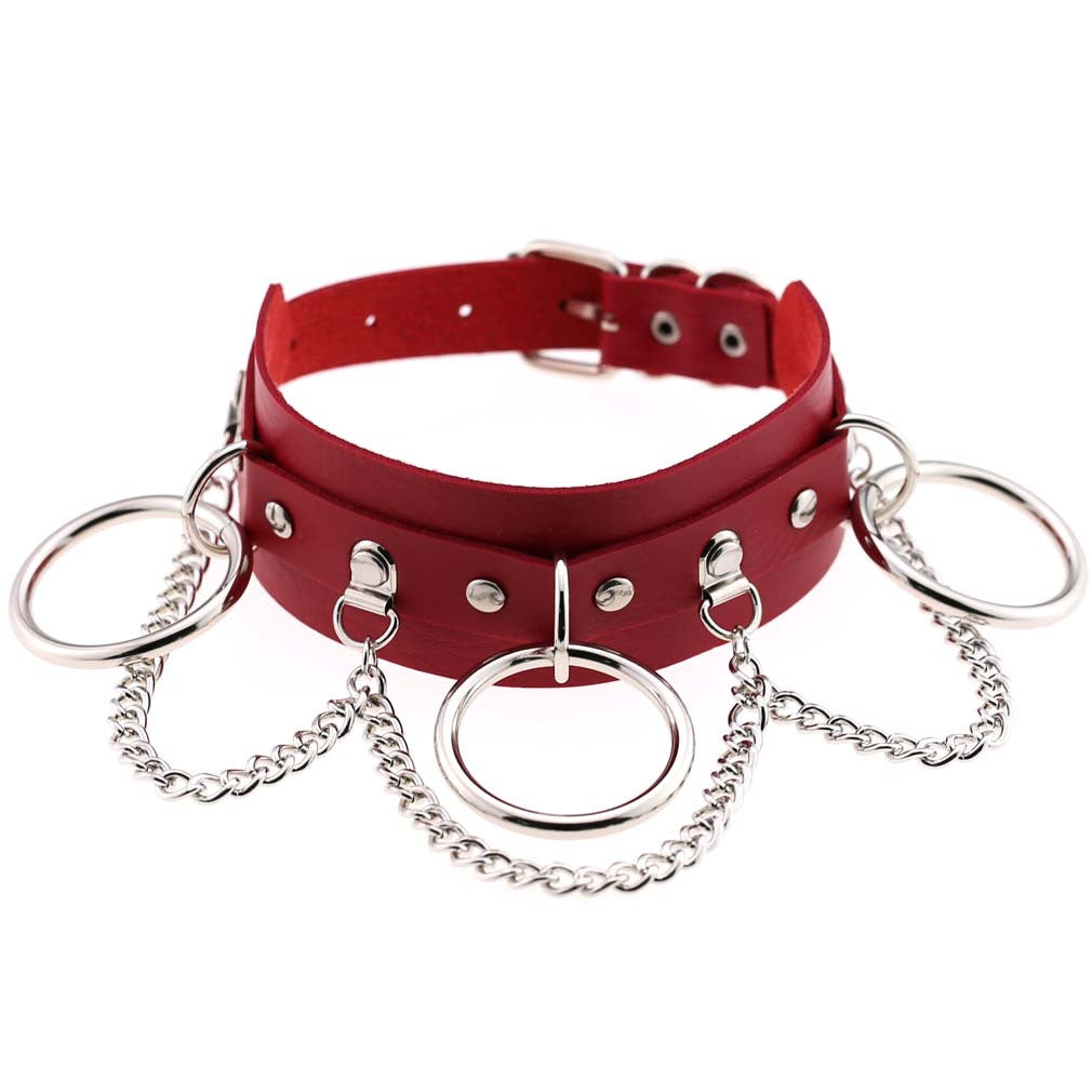 Exaggerated Personalized Leather Punk Street Shooting Nightclub Chain Necklaces