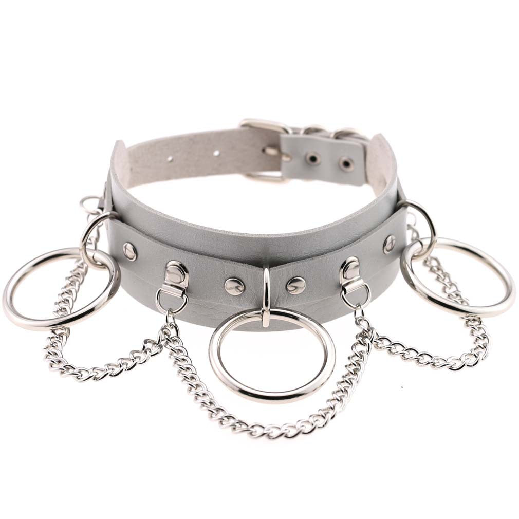 Exaggerated Personalized Leather Punk Street Shooting Nightclub Chain Necklaces