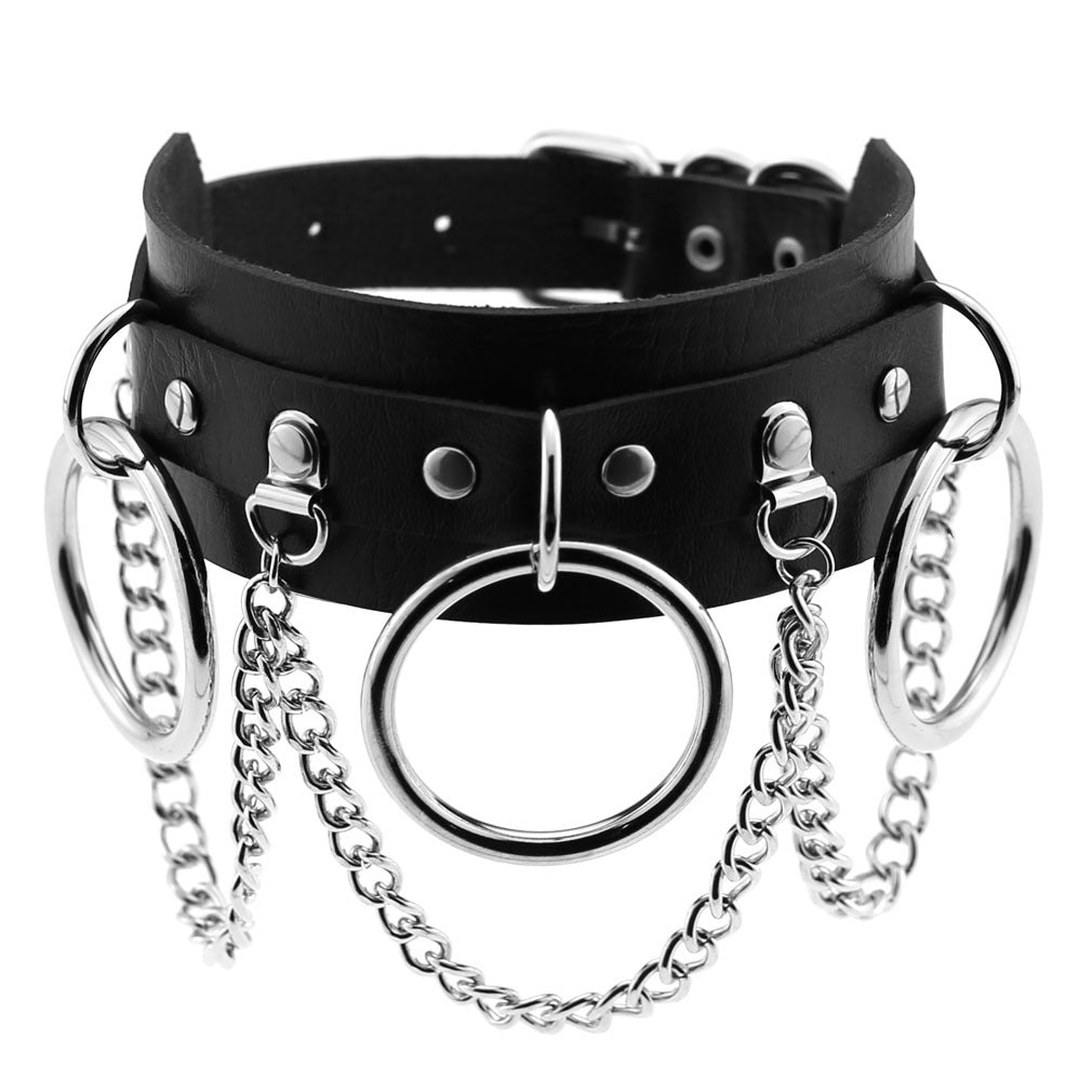 Exaggerated Personalized Leather Punk Street Shooting Nightclub Chain Necklaces