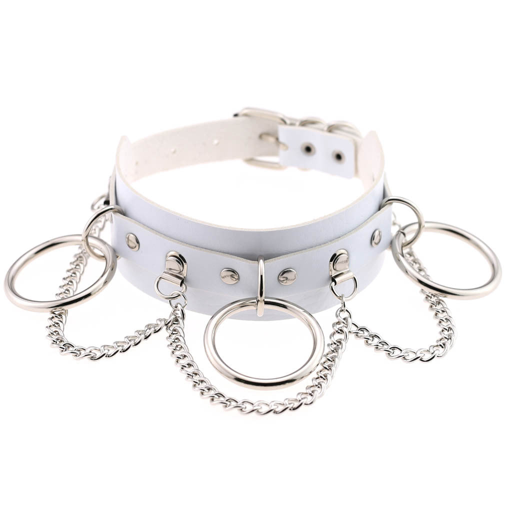 Exaggerated Personalized Leather Punk Street Shooting Nightclub Chain Necklaces
