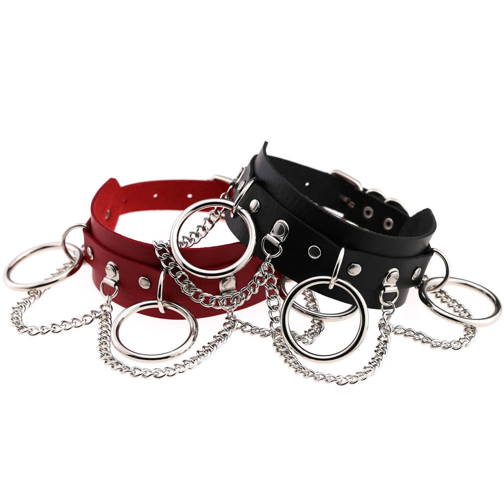 Exaggerated Personalized Leather Punk Street Shooting Nightclub Chain Necklaces